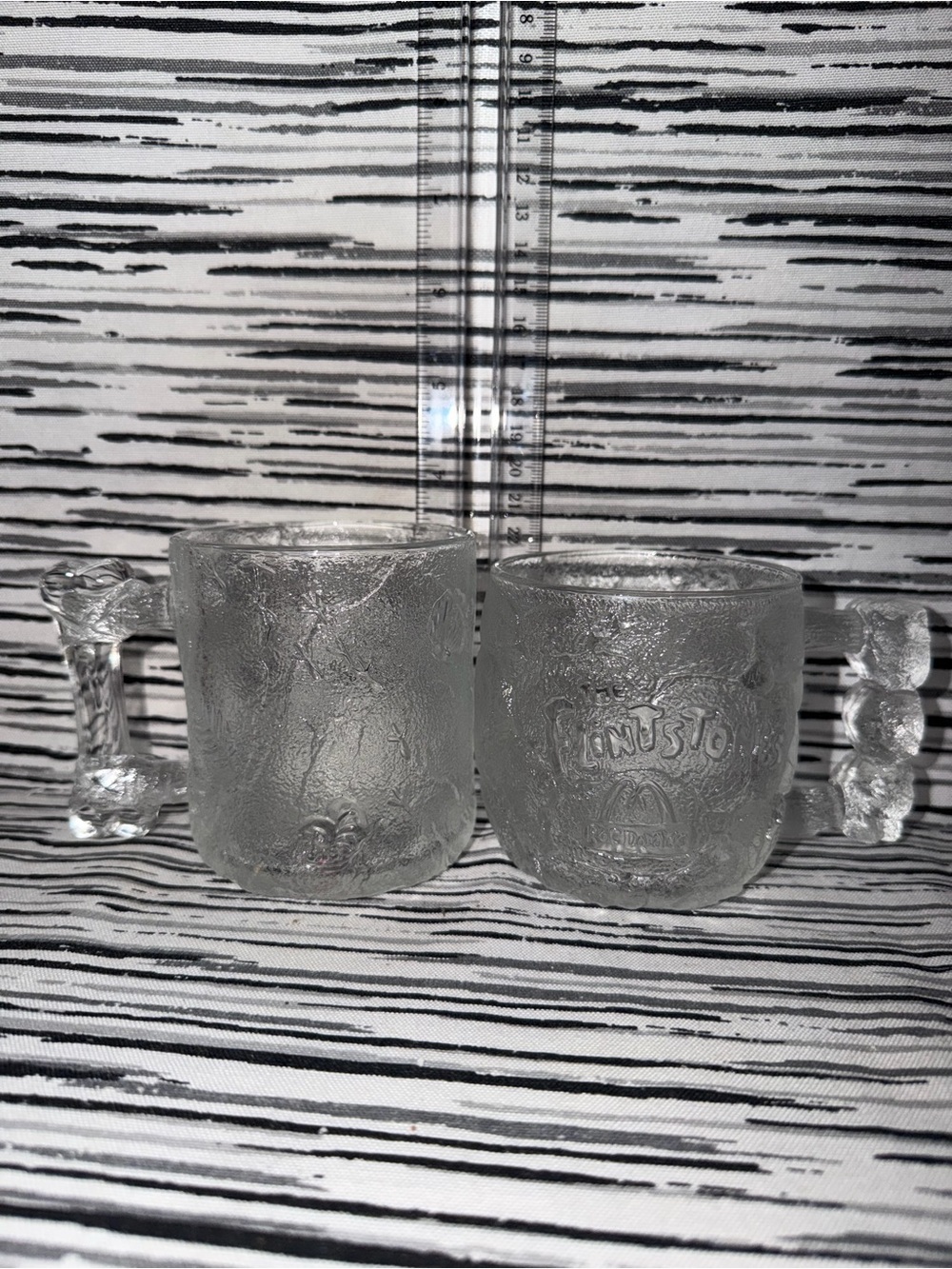 1993 The Flintstones Collectible McDonalds Mugs - Clear Glass